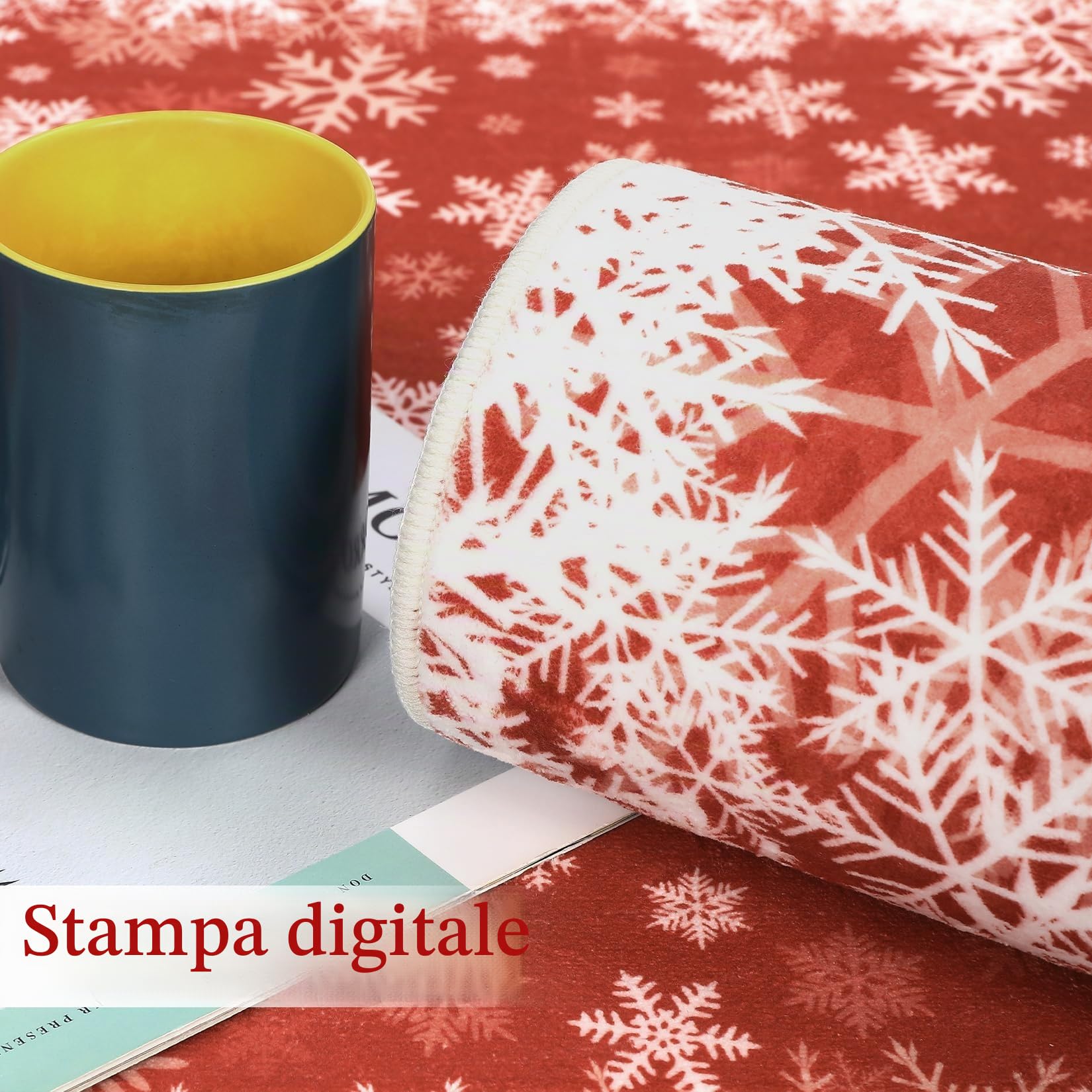 Garvee Tappeto Natalizio per Camera da Letto, Rosso 140x200 cm, Tappeto Moderno Lavabile con Fiocchi di Neve, Antiscivolo, Morbido e Resistente alle Macchie per Soggiorno, Sala da Pranzo, Aula