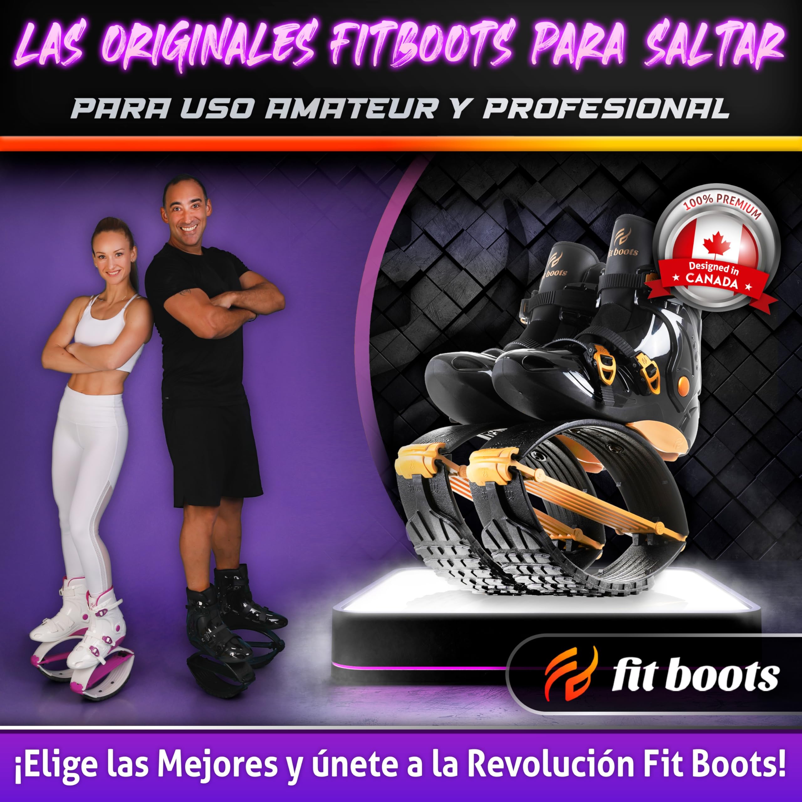 FIT BOOTS - Botas de Rebote de Nueva Generación, Originales Botas de Saltar de la Comunidad Internacional de Entrenamiento FitBoots Que Revolucionan tu Fitness, Zapatos Jump Boots - (Oro)
