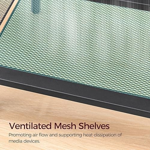 Miniatura 7 de Soporte de TV con tomas de corriente, centro de entretenimiento con estantes de almacenamiento de 3 niveles para televisores de hasta 55 pulgadas,