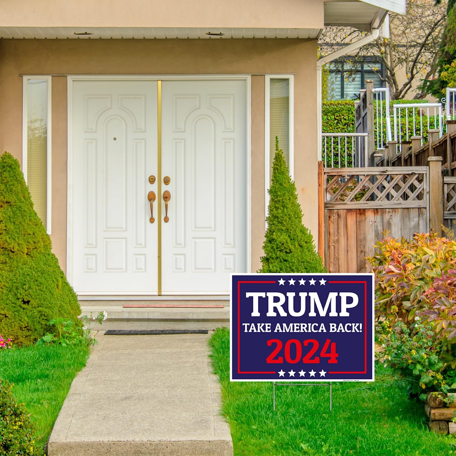 Trump Yard Sign, God Guns & Country Trump 2024 Sign, (3 Pack) 18X24 Inches Double Sided with Metal H Stake Waterproof, 2024 Political Campaign Rally Yard Sign, Trump Signs for Yard, by Armo