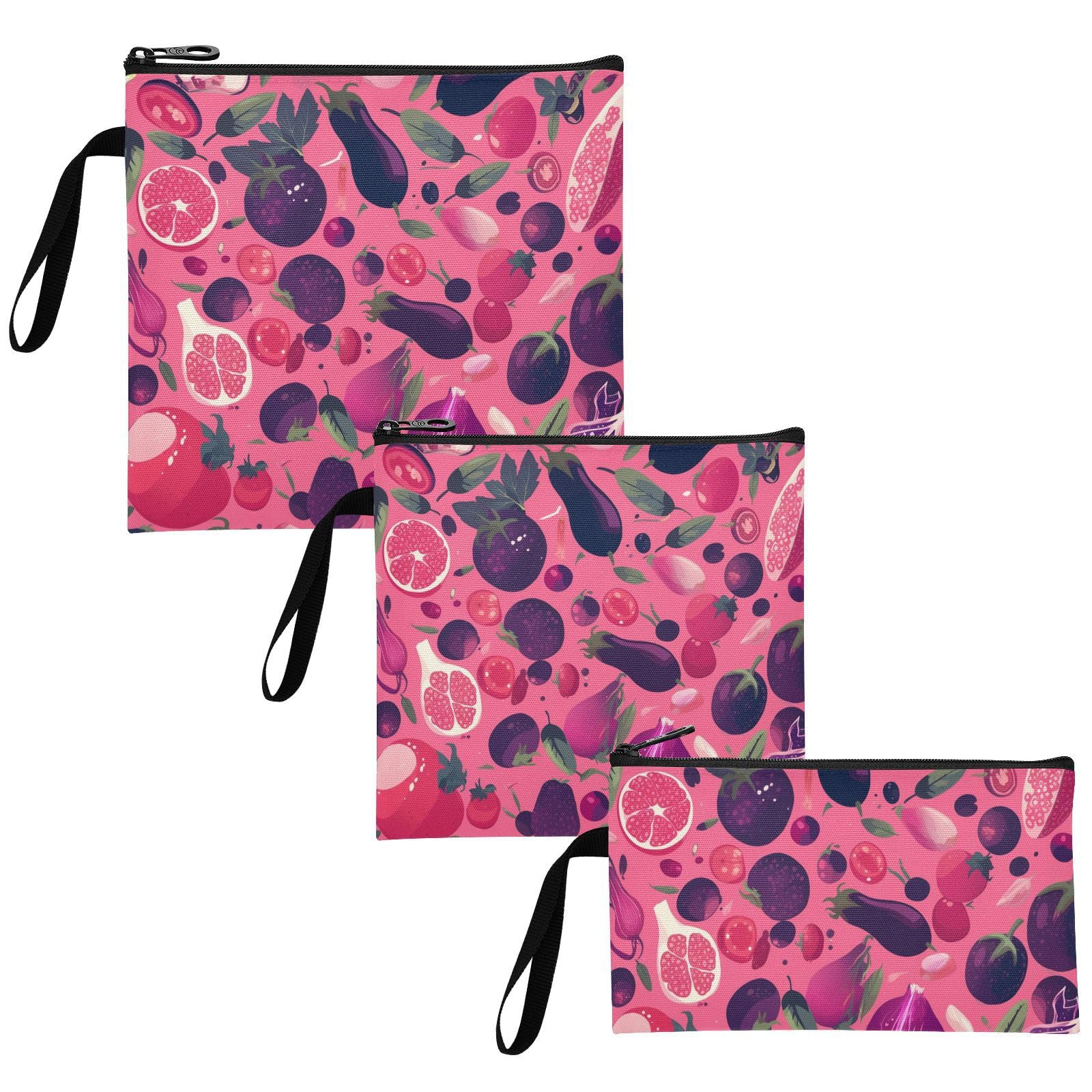 Red Vegetable 3-Pack Reusable Sandwich Snack Bag Multi-Use Emergency Food Bag for Kids Students Adults Food