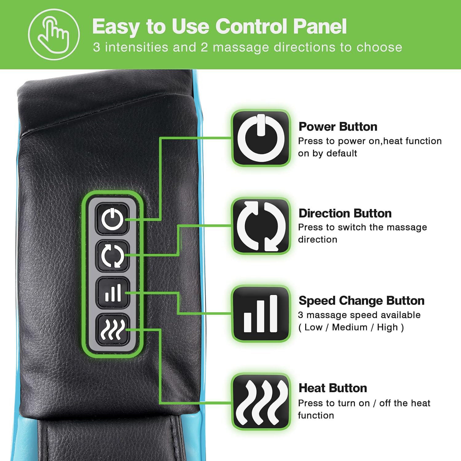 cotsoco Neck Massager, Shiatsu Neck and Back Massager with Heat for Pain Relief, Deep Tissue 3D Kneading Massage Pillow, Relaxation Gifts for Men and Women, Gifts for Dad, Elderly,Wife（Teal）