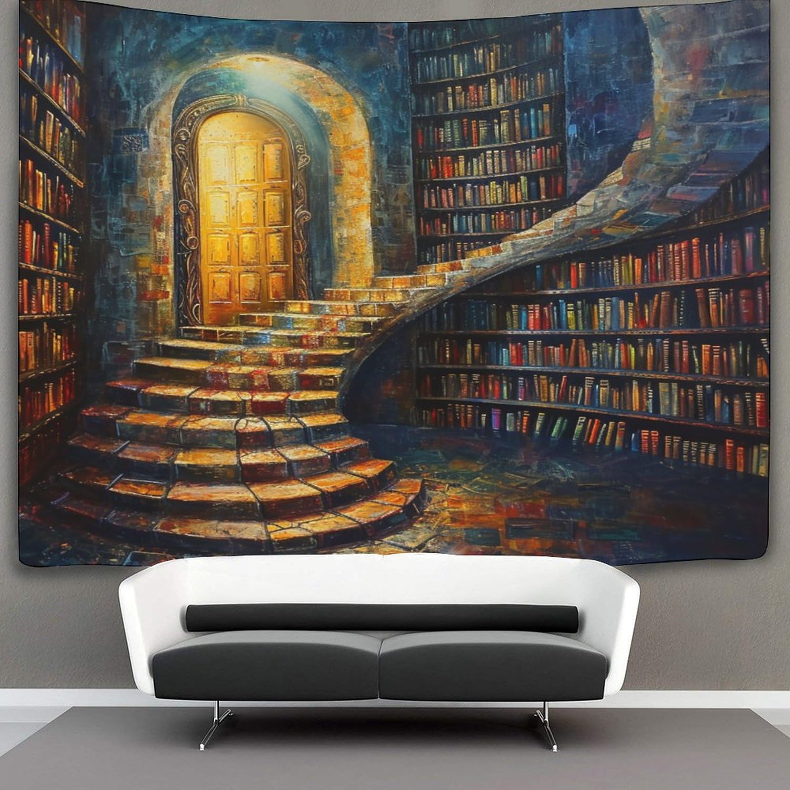 DCABEIOOE 3D Bookshelf Print Wall Blanket Home Decoration Bedding Poster Wall Art Tapestry Wall Hanging Tapestries Soft Polyester for Bedroom,Decorations Beach Blanket College Dorm 180cmx230cm