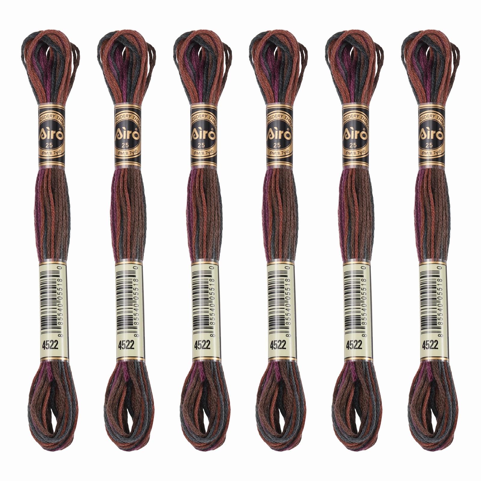 PATIKIL 6 Skeins Embroidery Floss, Polyester Embroidery Threads Bracelets String for Cross-Stitch Hand Embroidery, Brown Black