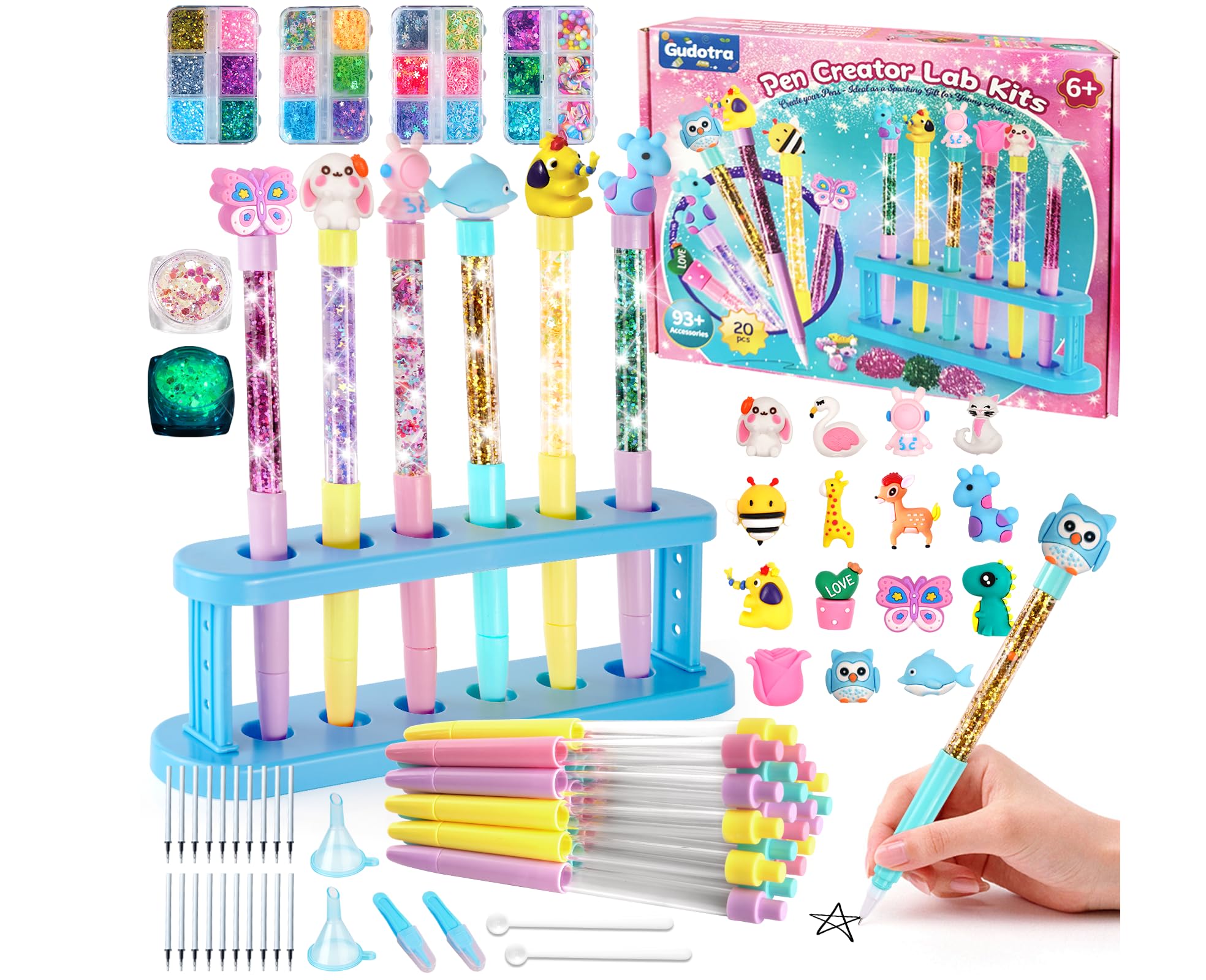 Gudotra Laboratorio delle Penne Personalizzate con 93 Accessori Kit Creativo Penne Fai Da Te Rregalo Giochi Bambina 6 7 8 9 10 Anni