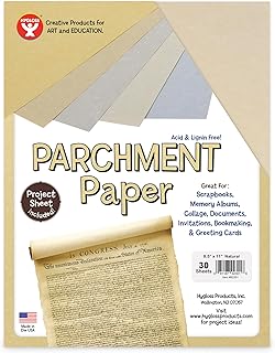 Hygloss Products Craft Parchment Paper Sheets - Printer Friendly, Made in USA - 8-1/2 x 11 Inches, Natural, 30 Pack