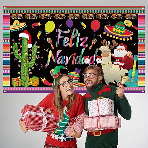 Miniatura 3 de Decoraciones de Feliz Navidad, telón de fondo para fotografía, pancarta de Navidad mexicana, decoraciones de Navidad y suministros para fiesta en el