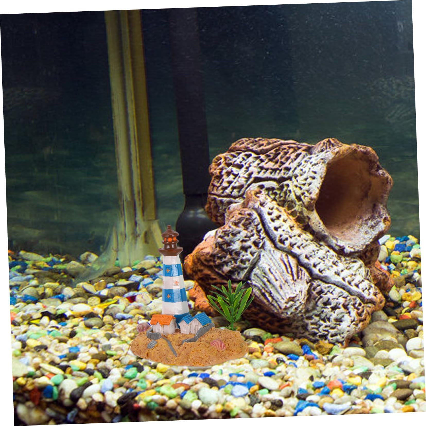 PRETYZOOM 5 Piezas Adornos de Acuario decoración del Faro del Patio Cueva de Decoraciones de Acuario Decoración Acuario Adorno Acuario decoración del jardín Faro Micro Paisaje Resina