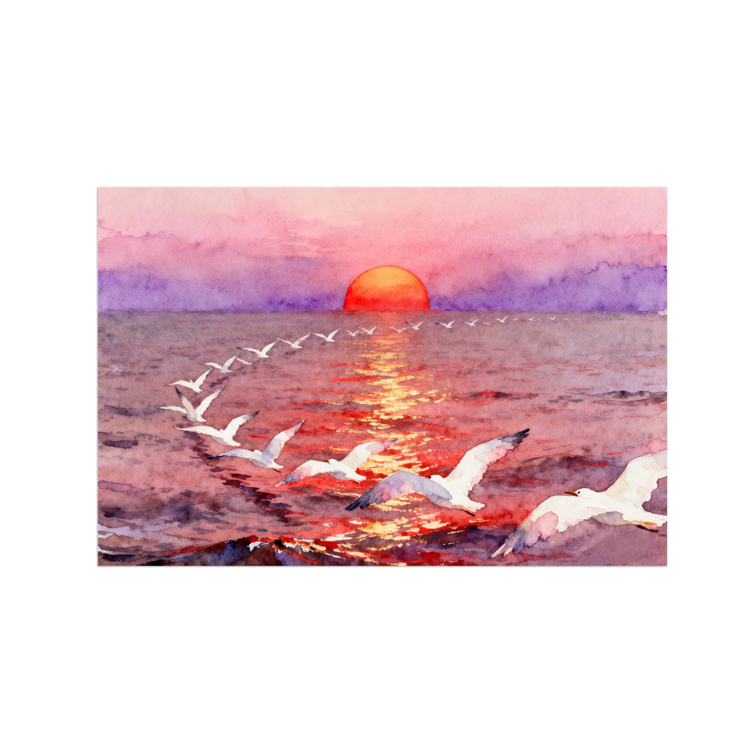 OZPWBVY Ocean Birds Landscape Canvas Wall Art Print Painting 70x105cm Unframed