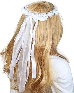 First Holy Communion Headpiece, White Veil Headband, Elegant Hair Accessory for Church Ceremony, One Size Fits Most