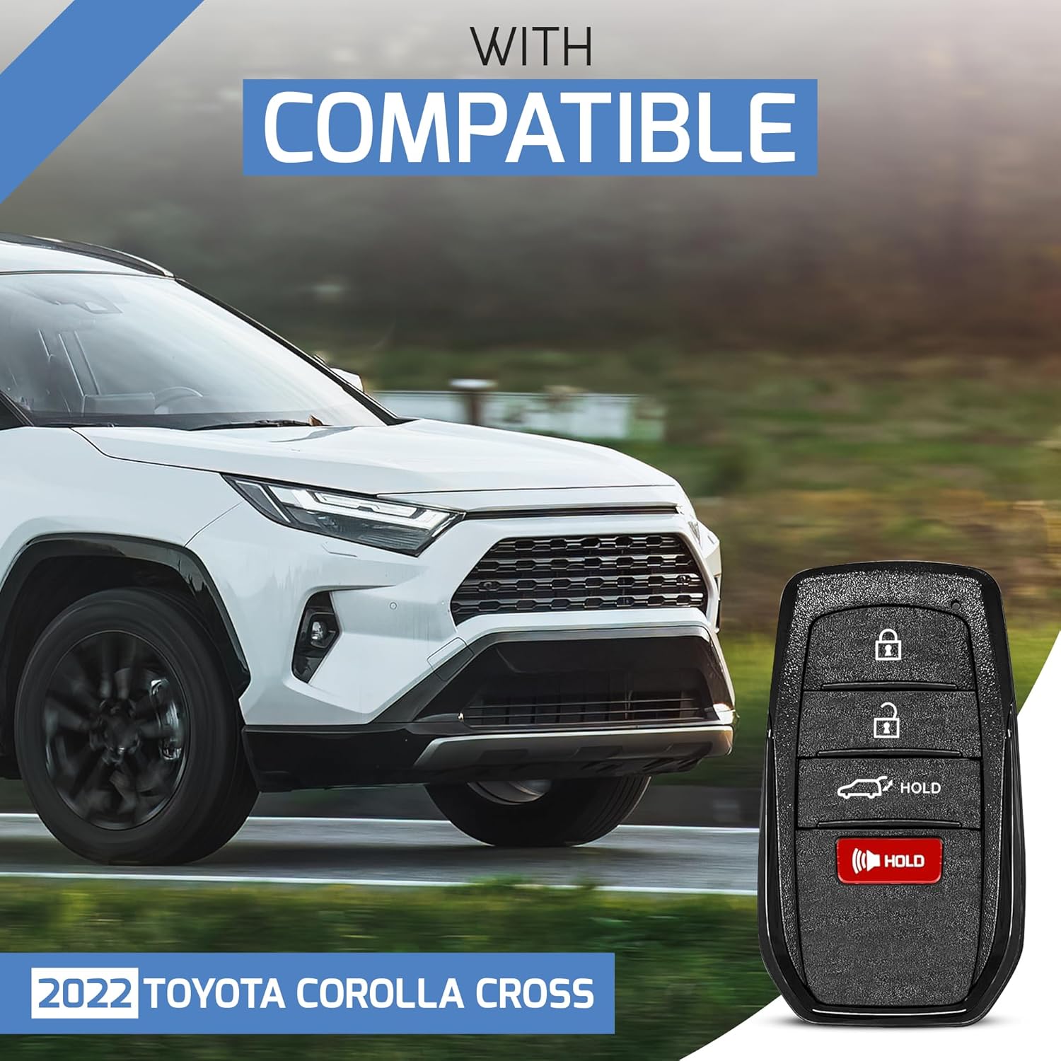 Replacement for 2022-2025 Toyota Corolla Cross Key Fob Remote Control HYQ14FBW 4 Buttons 315MHz (4B Hatch)