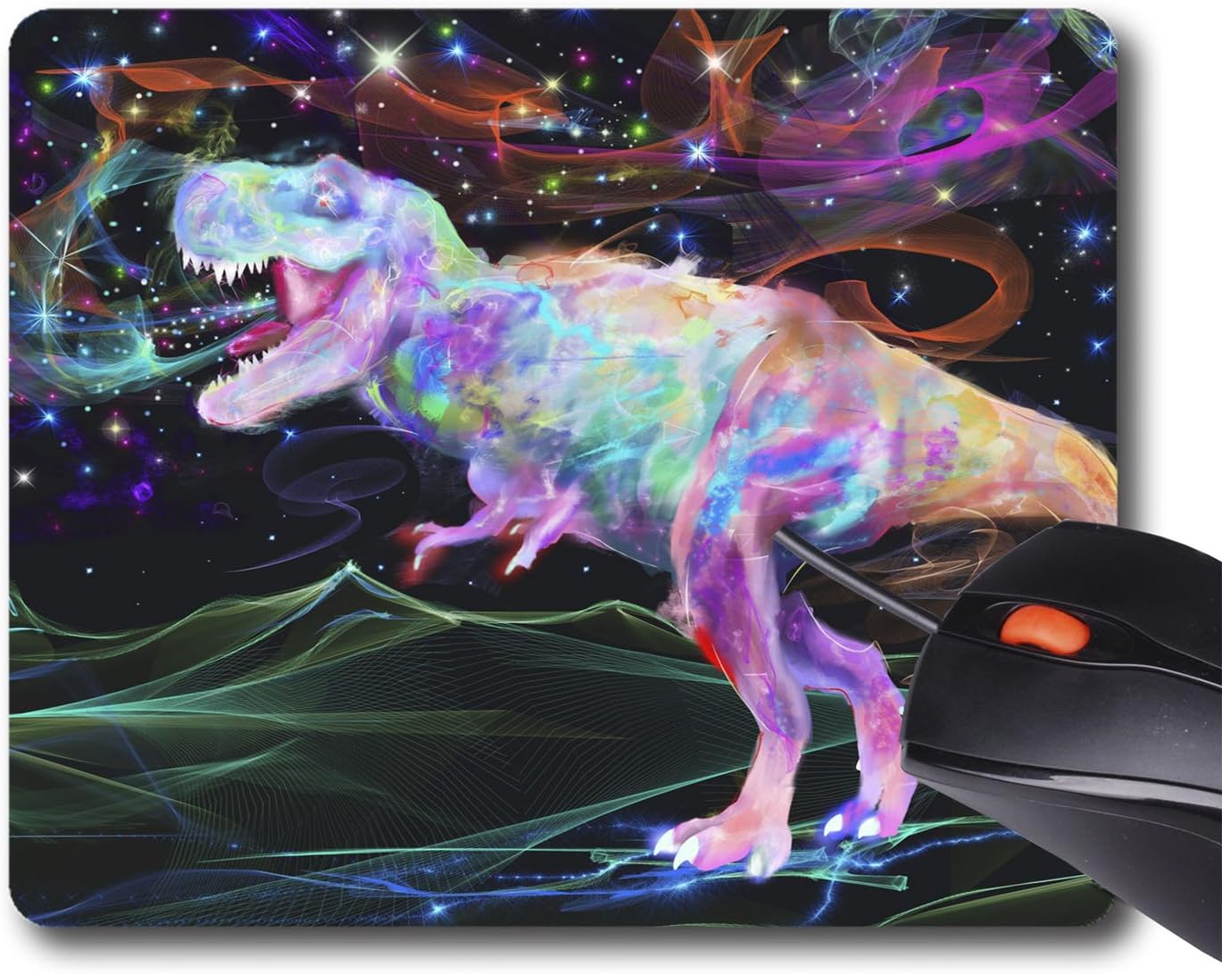 AOFFLY Stephanie Analah - Rainbow Trex 2 - Non-Slip Rubber Mousepad Gaming Mouse Pad