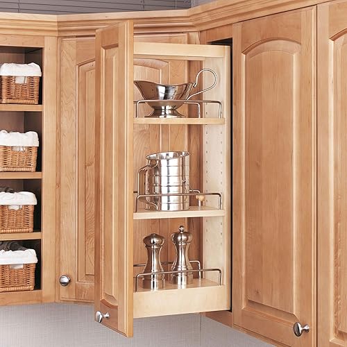 Vista 15 de Rev-A-Shelf Organizador de almacenamiento extraíble de 8 pulgadas para armarios de cocina de pared, estantes ajustables deslizantes para especias