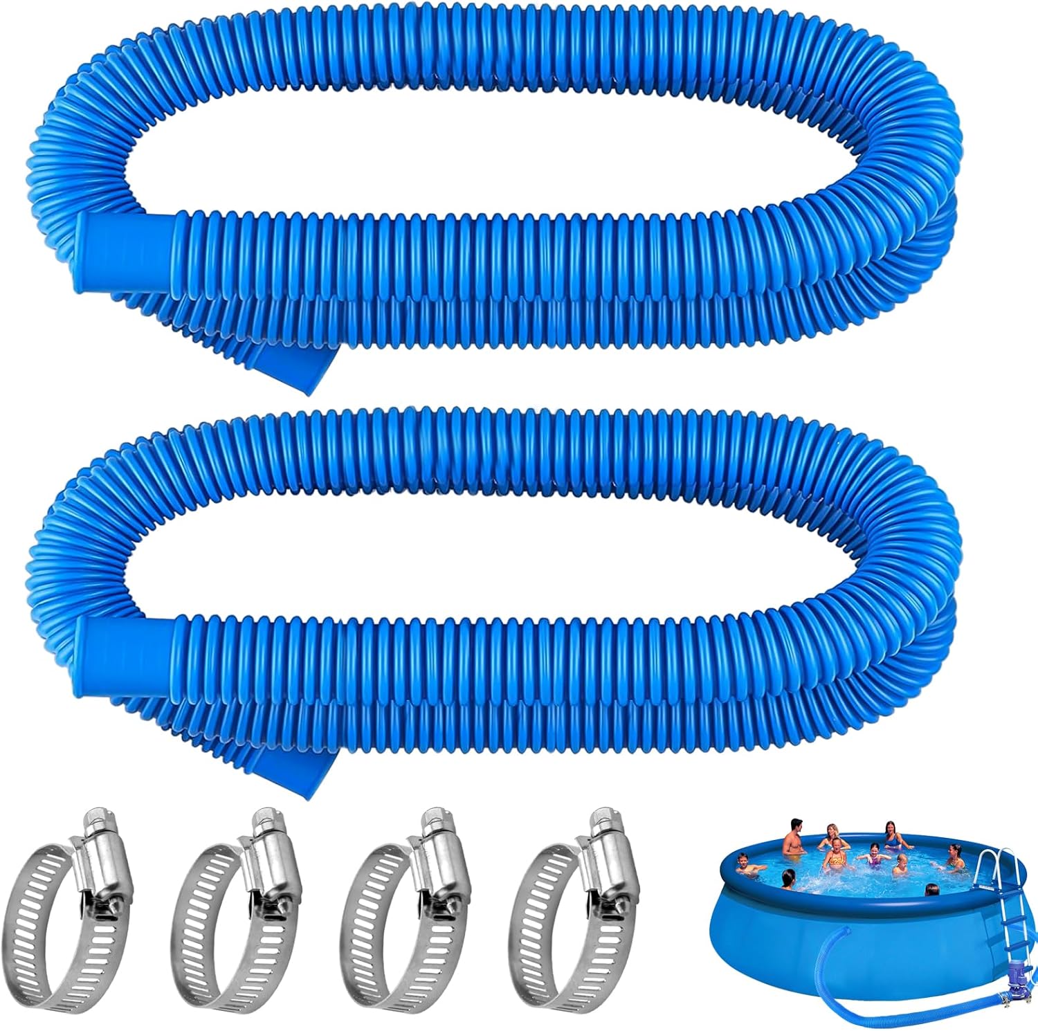 Vibbang 2Pcs Swimming Pool Hose Replacement Hose, 32mm Pool Filter Pump