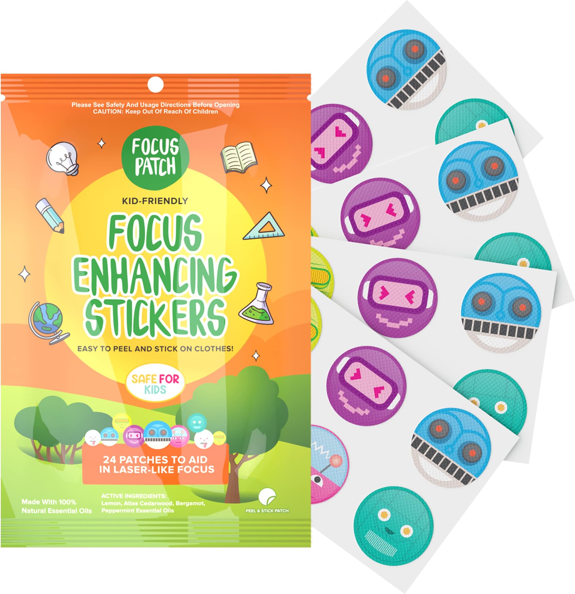 NATPAT Focus Patch Focus Enhancing Stickers for Kids and Adults - Healthy Brain Supports for Attention, Focus, and Concentration - Chemical and Drug Free - 24 Count - BuzzPatch Natural Patch