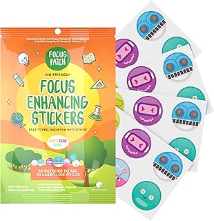 BuzzPatch FocusPatch Focus Enhancing Stickers for Kids and Adults (24 Pack) – The Natural Patch - All Natural, Chemical and Drug Free, Healthy Brain Supports for Attention, Focus, and Concentration