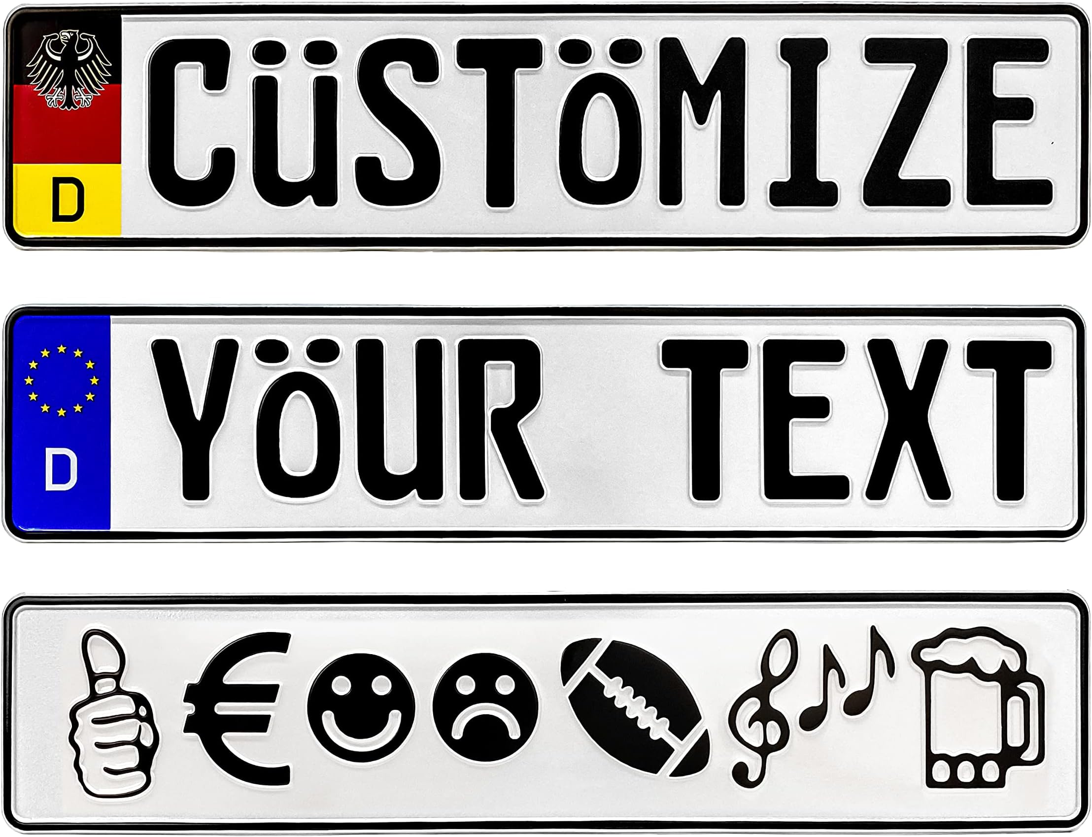 Custom German License Plate - Authentic German Euro Plate, Personalized, Embossed Aluminum License Plates