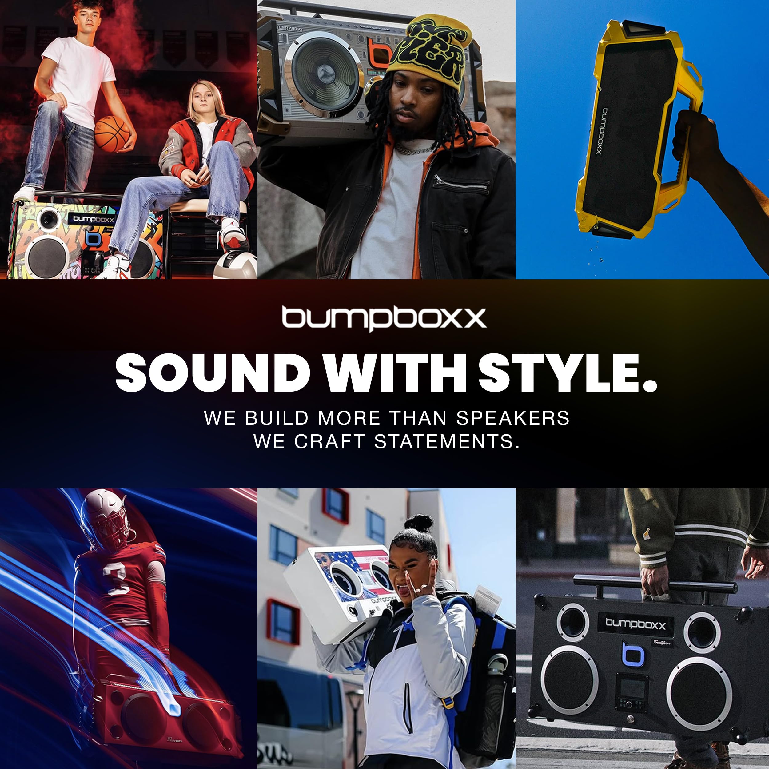 Bumpboxx Flare8 Pro Tragbare Bluetooth Boombox, Weiß, 2 kabellose Mikrofone | Wiederaufladbare Lithium-Akku-Boombox mit 2 kabellosen Mikrofonen, Tragegurt und Fernbedienung.