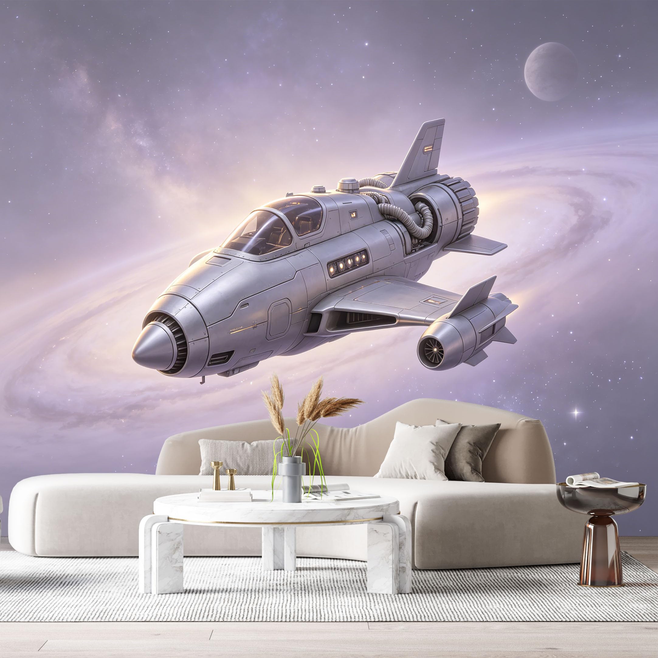 Custom Size Wall Mural Futuristic Spacecraft Science Fiction Rocket Galaxy Voyage 3D Textured SelfAdhesive Art Prints Removable Large Wallpaper Esports Room Game Room Tenant Room Studio
