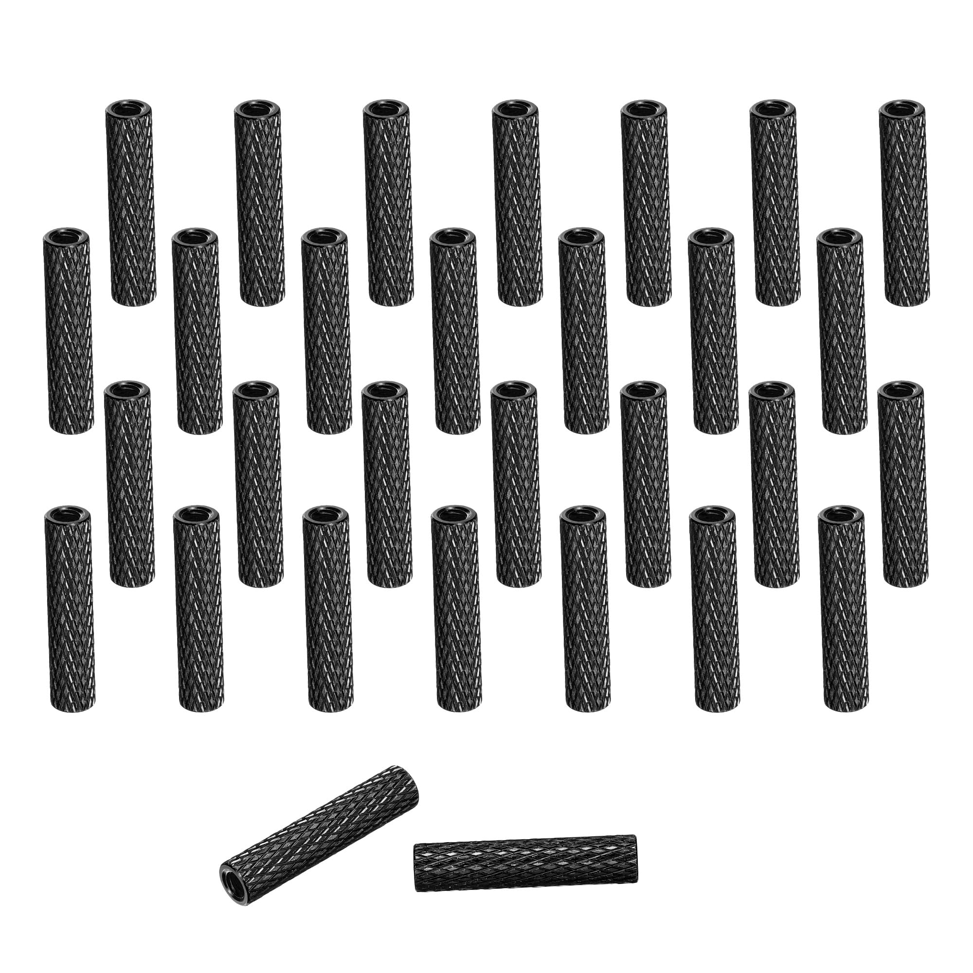 sourcing map 100 Pcs M3 x 23mm Knurled Aluminum Standoff Mesh Spacer Column for FPV Drone RC Airplane Racing Car Simracing, Black