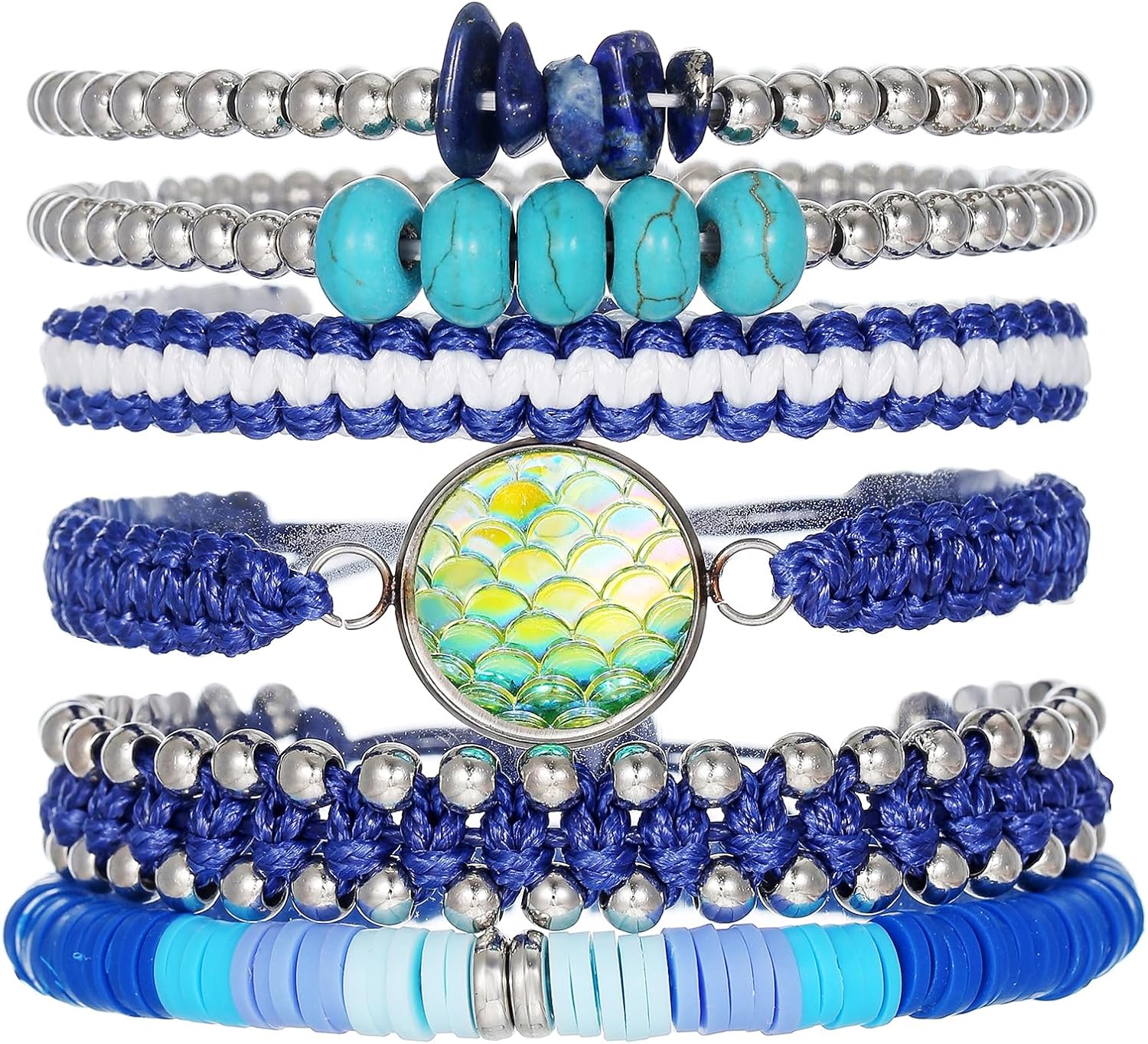 Friendship bracelets women braid clay bead stackable summer jewelry
