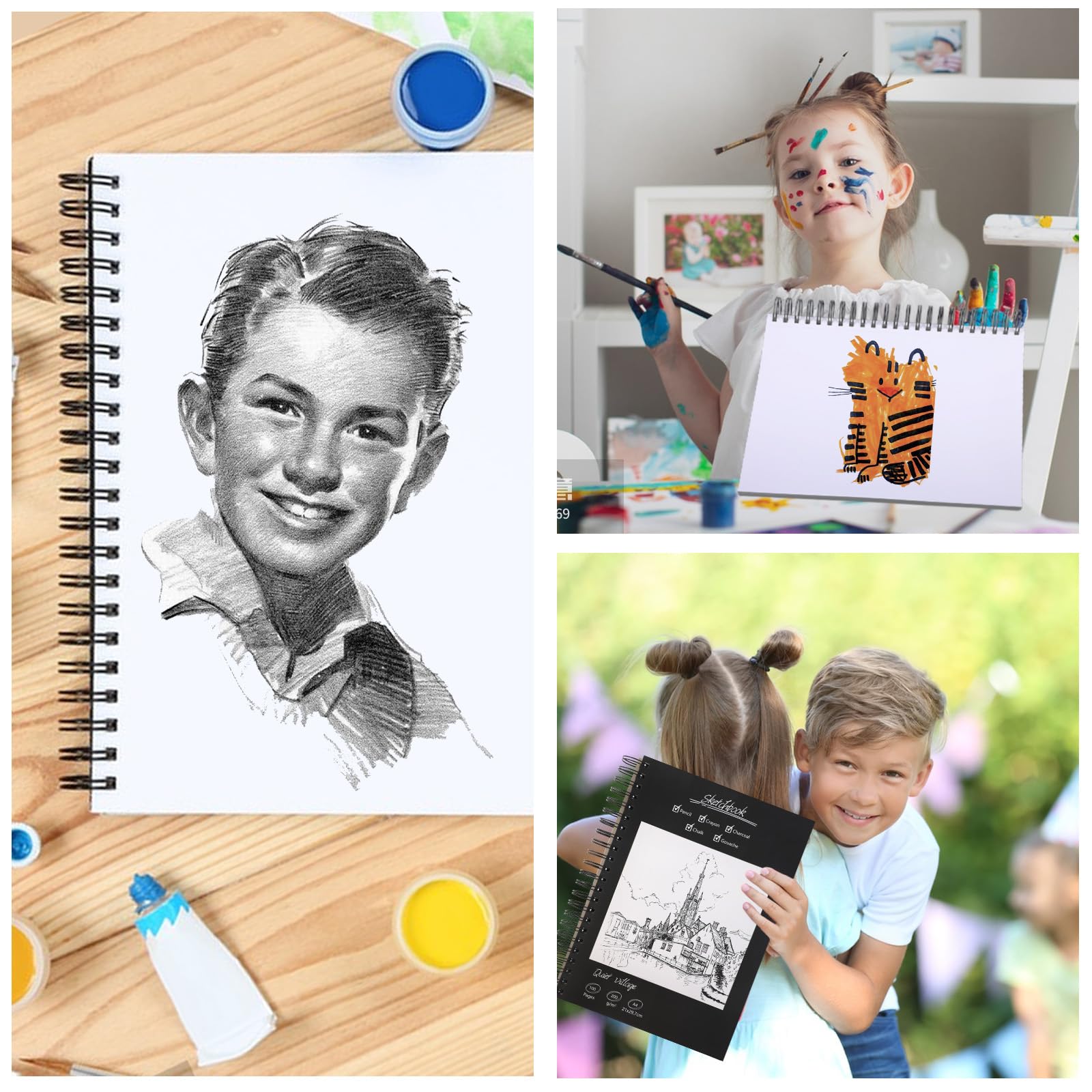 Sketchbook A4 – Album da Disegno Premium, 50 Fogli/100 Pagine, 200 g/m², Blocco da Disegno A4 a Spirale, Album Disegno e Quaderno da Disegno per Artisti e Designer, Ideale per Schizzi e Note.