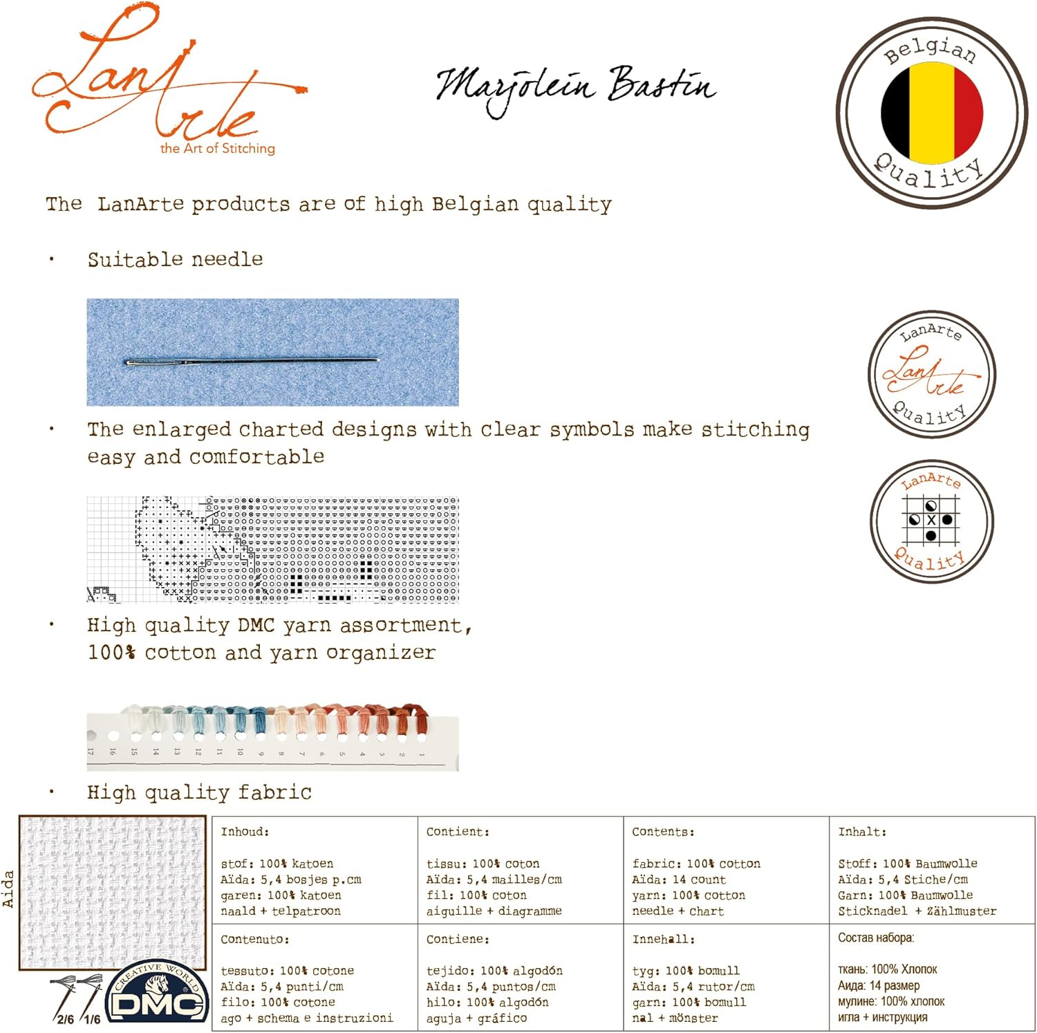 Lanarte Counted Cross Stitch Kit: Summer Bouquet (Aida,W), NA, 36 x 38cm