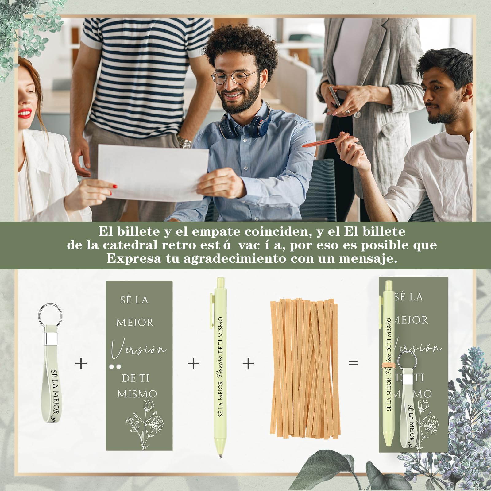 Tenare 24 Sets Bolígrafos Inspiradores Llaveros Marcadores de Libros Plumas Retráctiles con Frases Motivadoras Regalos Motivacionales para Compañeros de Trabajo Empleados Amigos Oficina, Tinta Negra