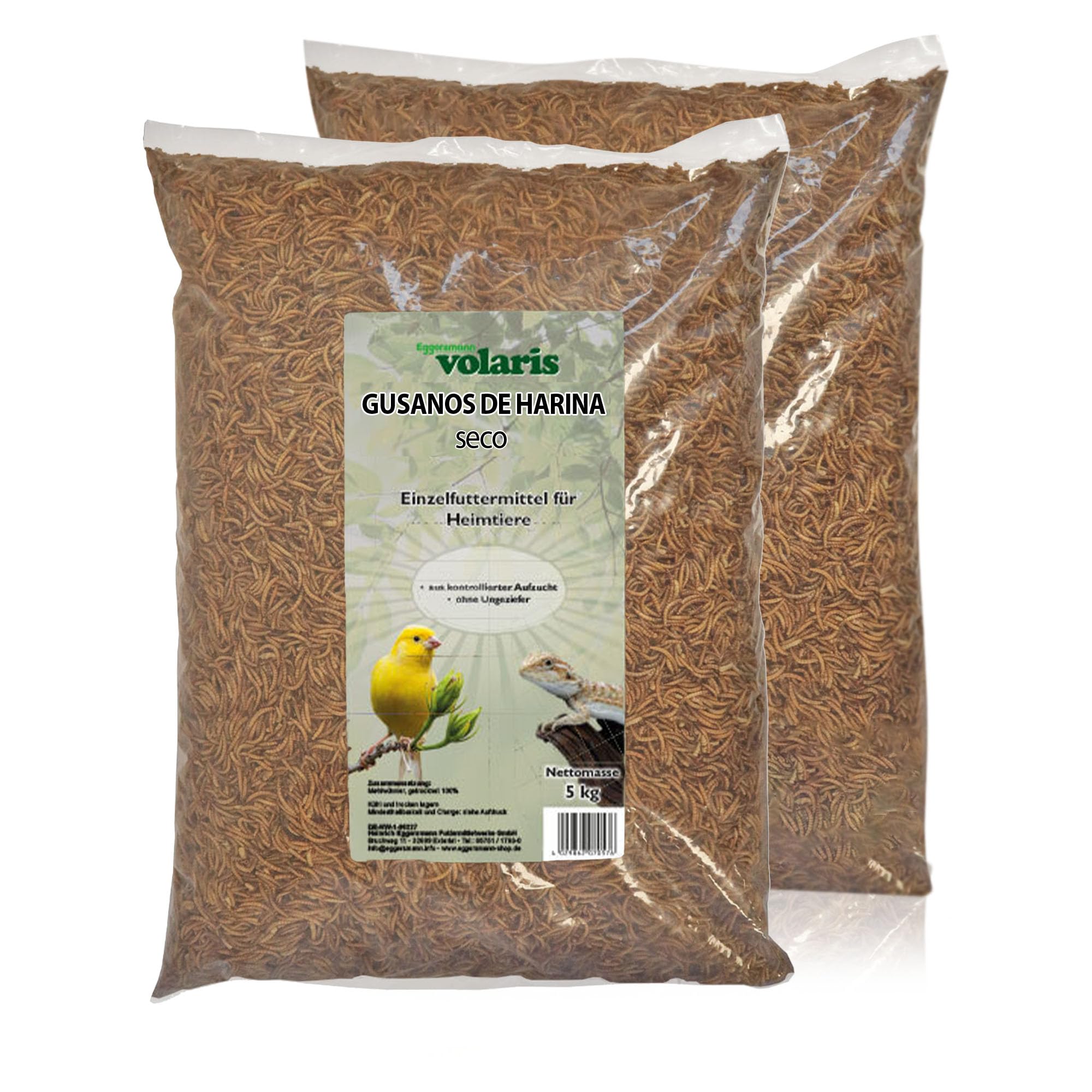 Eggersmann Volaris 10 kg Gusanos de la harina Secos | Ricos en proteínas y Naturales | Ideales para Todas Las Especies de Aves | Alimento para Aves Silvestres Durante Todo el año