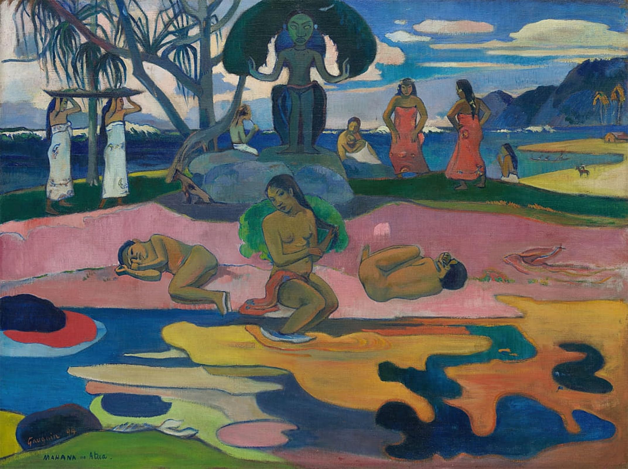 HRJUBWREE Famous Paintings Pictures Artwork Picture Mahana No Atua Day of the God by Paul Gauguin Photo Wall Print for Office Decor 60x90cm