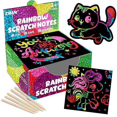 ZMLM 165 Pcs Rainbow Scratch Paper Art Notes - Crafts