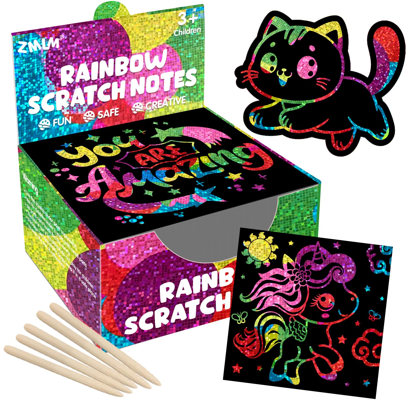 Amazon.com: ZMLM 165 Pcs Rainbow Scratch Paper Art Notes - Crafts