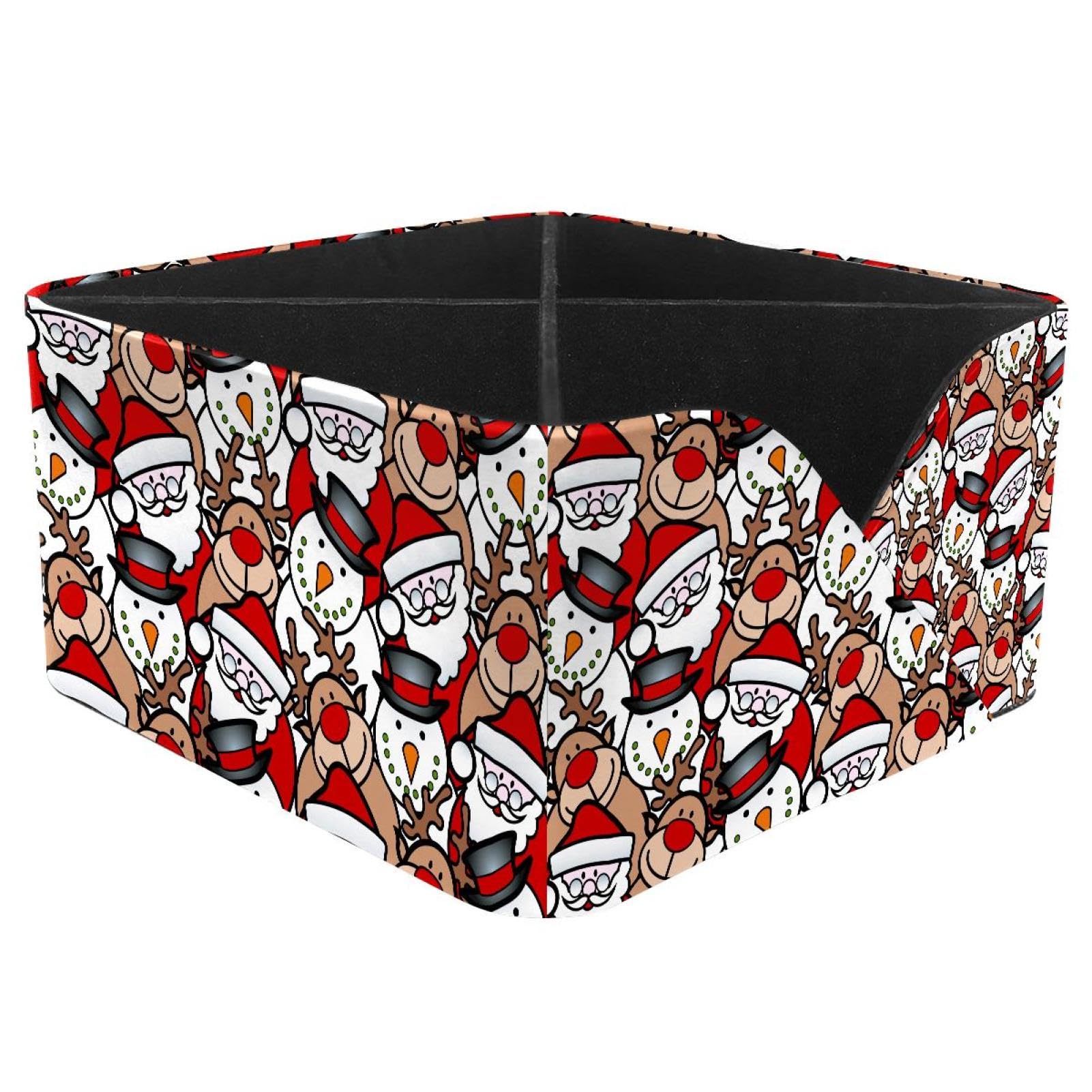 KengjuTesu Santa Claus Snowman Reindeer Desktop Organizer Pen Holder, Rectangular Pencil Cup for Office, Study and Makeup Stations