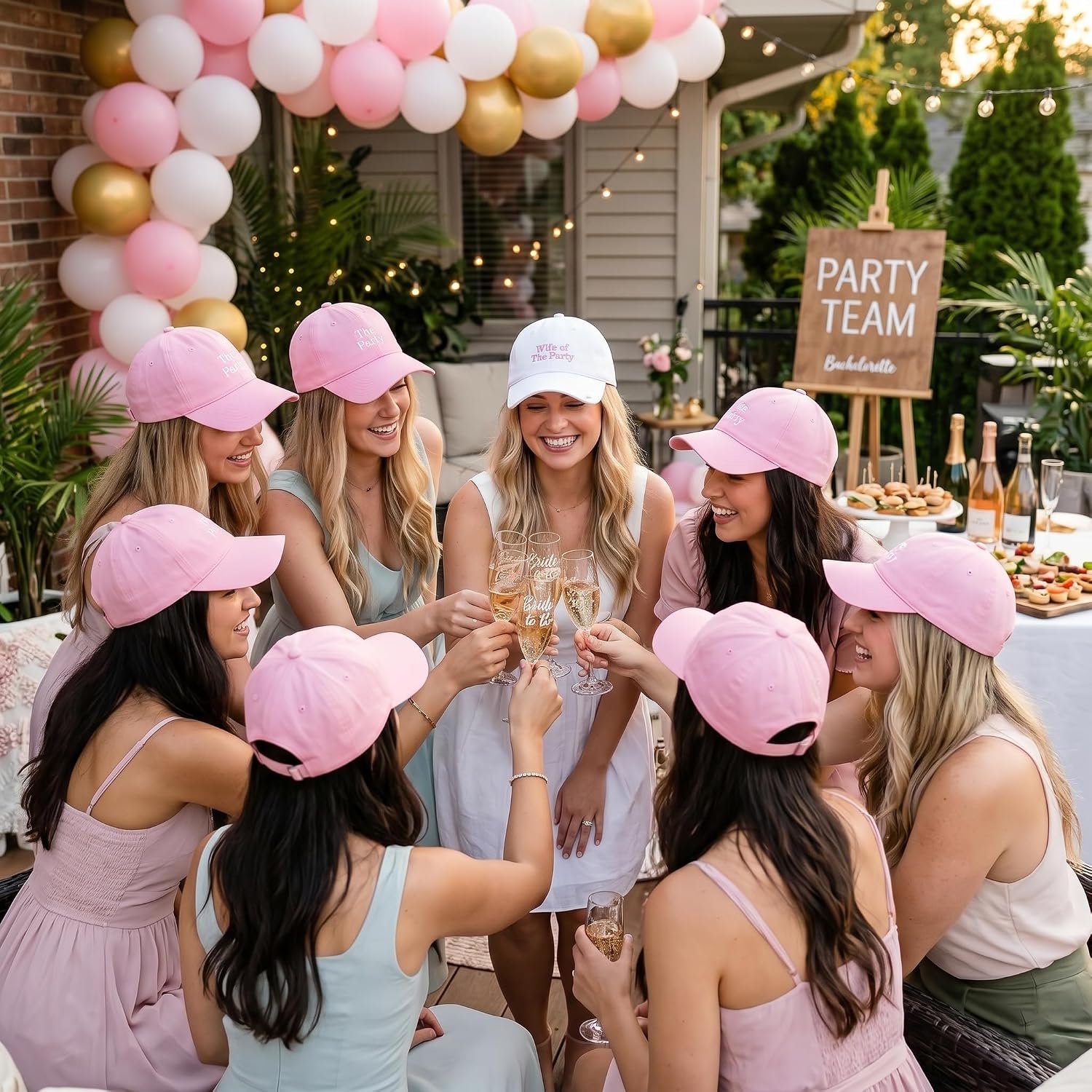 8 Pack Bachelorette Embroidered Hat,1 Wife of The Party and 7 The Party Cap for Wedding Gift