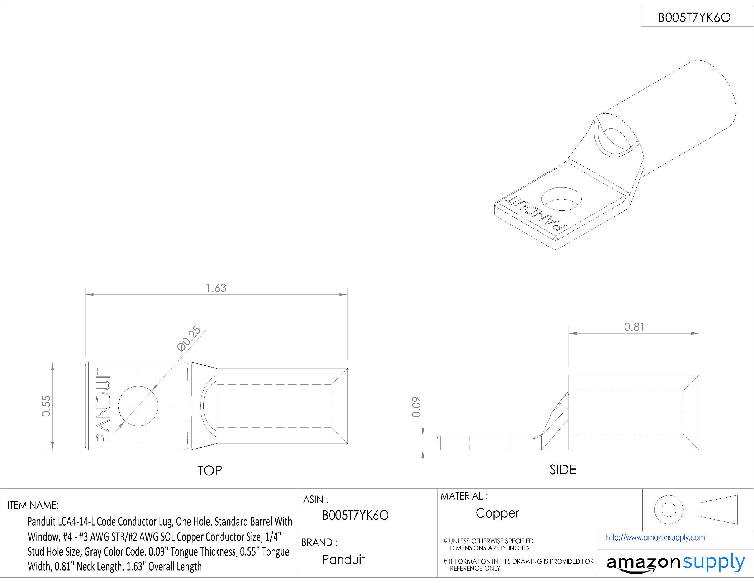 Stakon RC484 Ring Terminal, Standard, Rectangle, Nylon Insulated, 1.203-Inch Length by 0.24-Inch Width, Yellow, 500-Pack