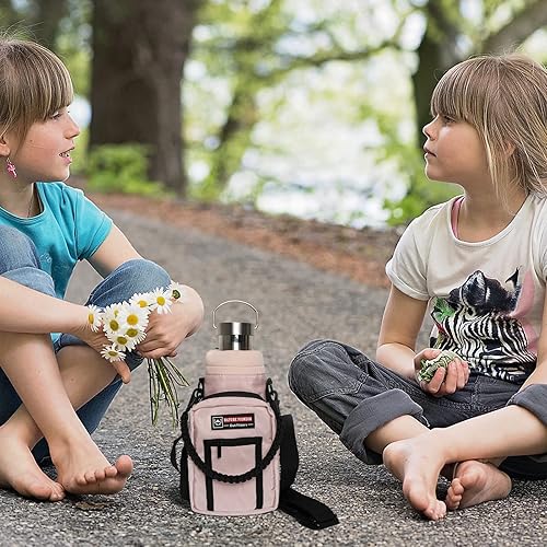 Vista 153 de NATURE PIONEOR Soporte para botella de agua con correa ajustable – 25/32/40 onzas, funda aislante para botella de agua con mango de paracaídas y 2