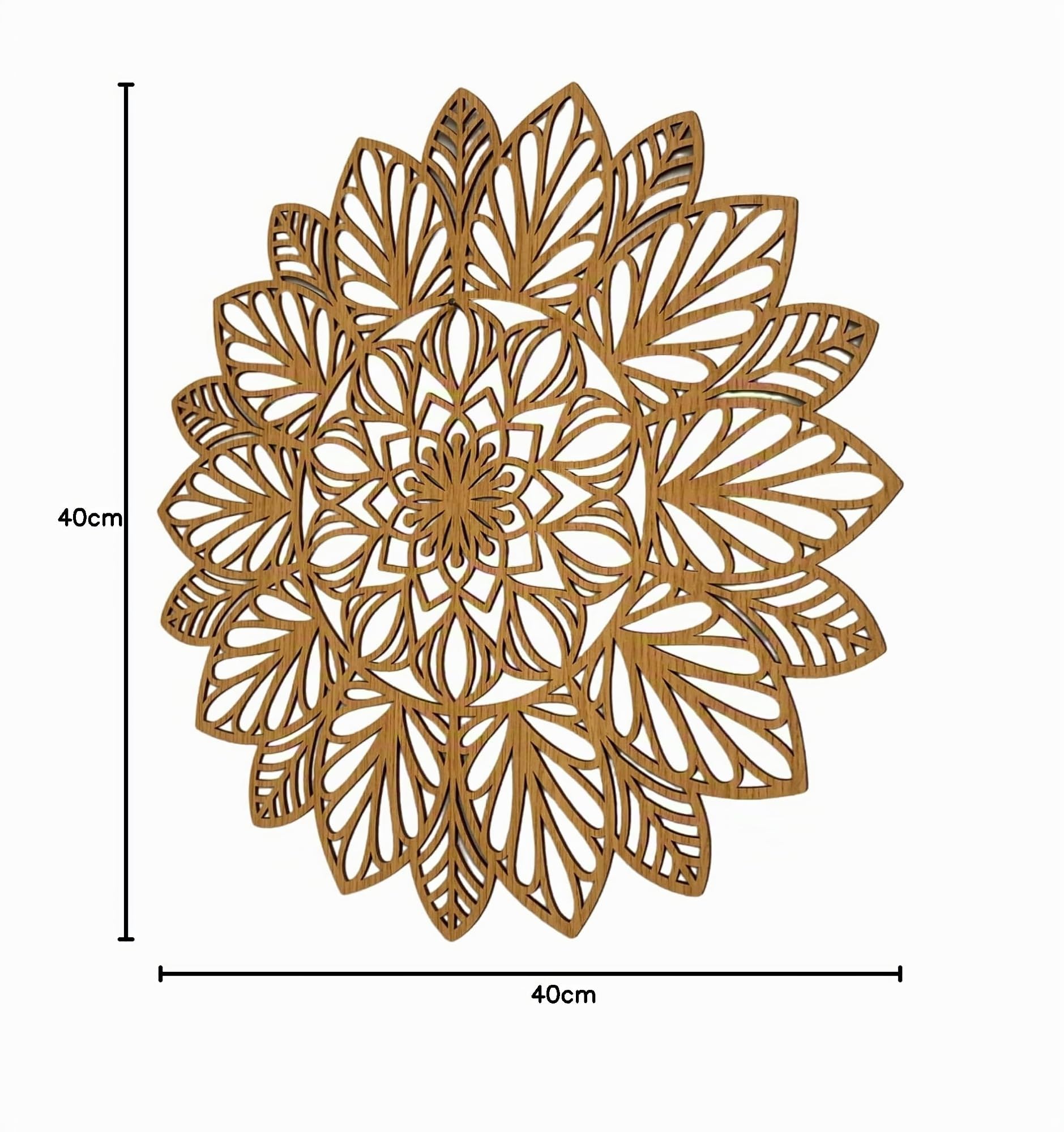 SENTOP HDF0255 Geschnitztes Bild an der Wand aus Holzmaterial für den Innenraum, Blume (Eiche, 40 cm)