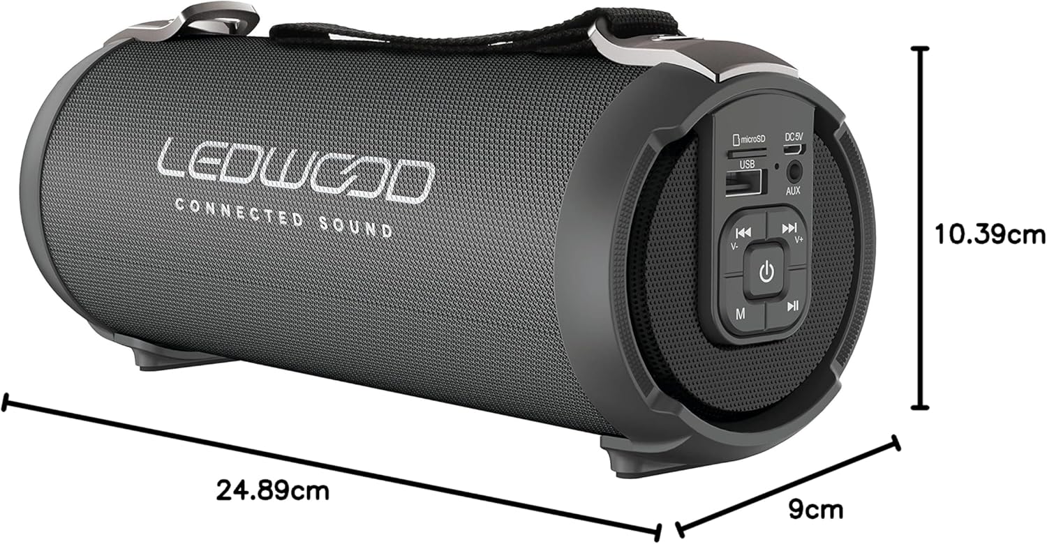 LEDWOOD ACCESS100 speaker with dimensions labeled