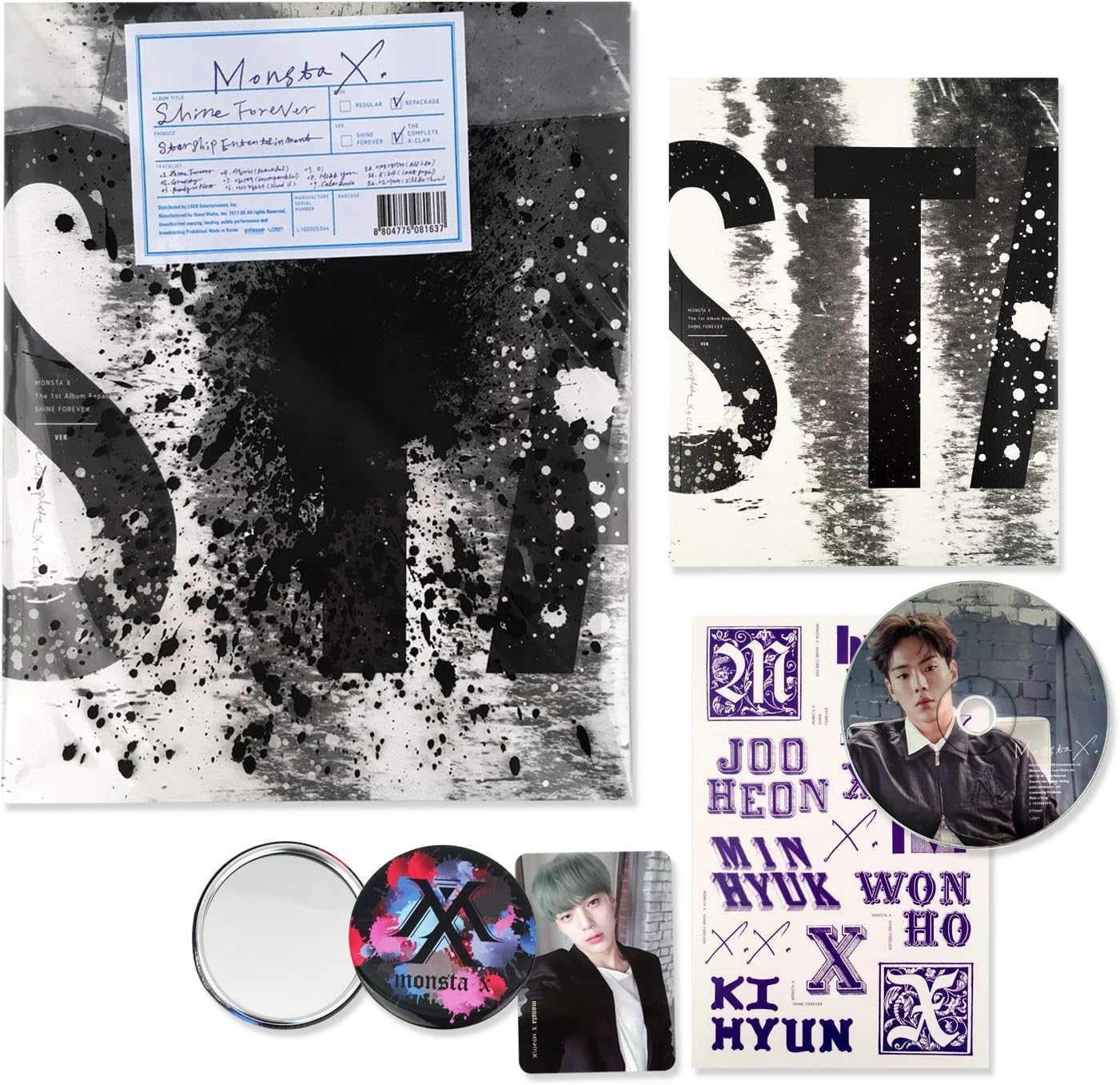 MONSTA X 1st Repackage Album - Shine Forever [ The Complete X-Clan B Ver. ] CD + Photobook + Photocard + Sticker + FREE GIFT / K-pop Sealed