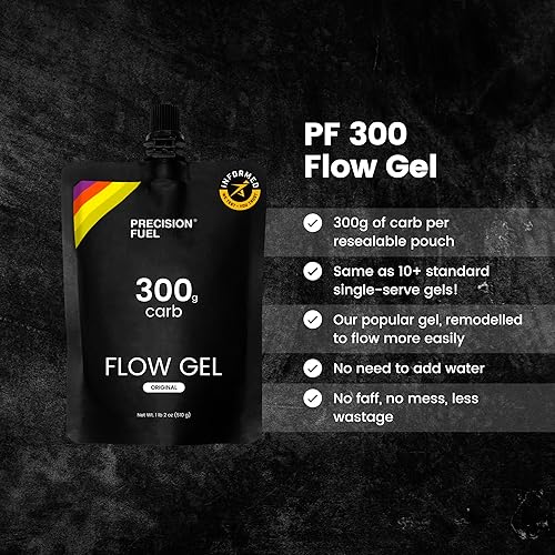 Miniatura 2 de Precision Fuel 300 Flow Energy Gels - Geles de correr de sabor suave para atletas de resistencia, 10.58 onzas de carbohidratos, fácil de digerir,