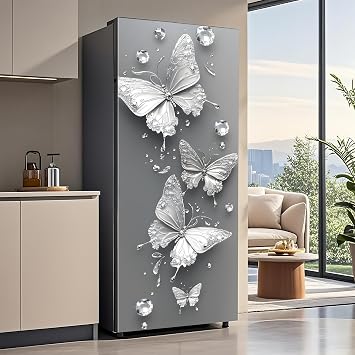 Self-Adhesive Refrigerator Wrap Set - Removable Vinyl Fridge Stickers, Peel & Stick Door Mural Decor for Kitchen, Bar, Office 32.3x78.7