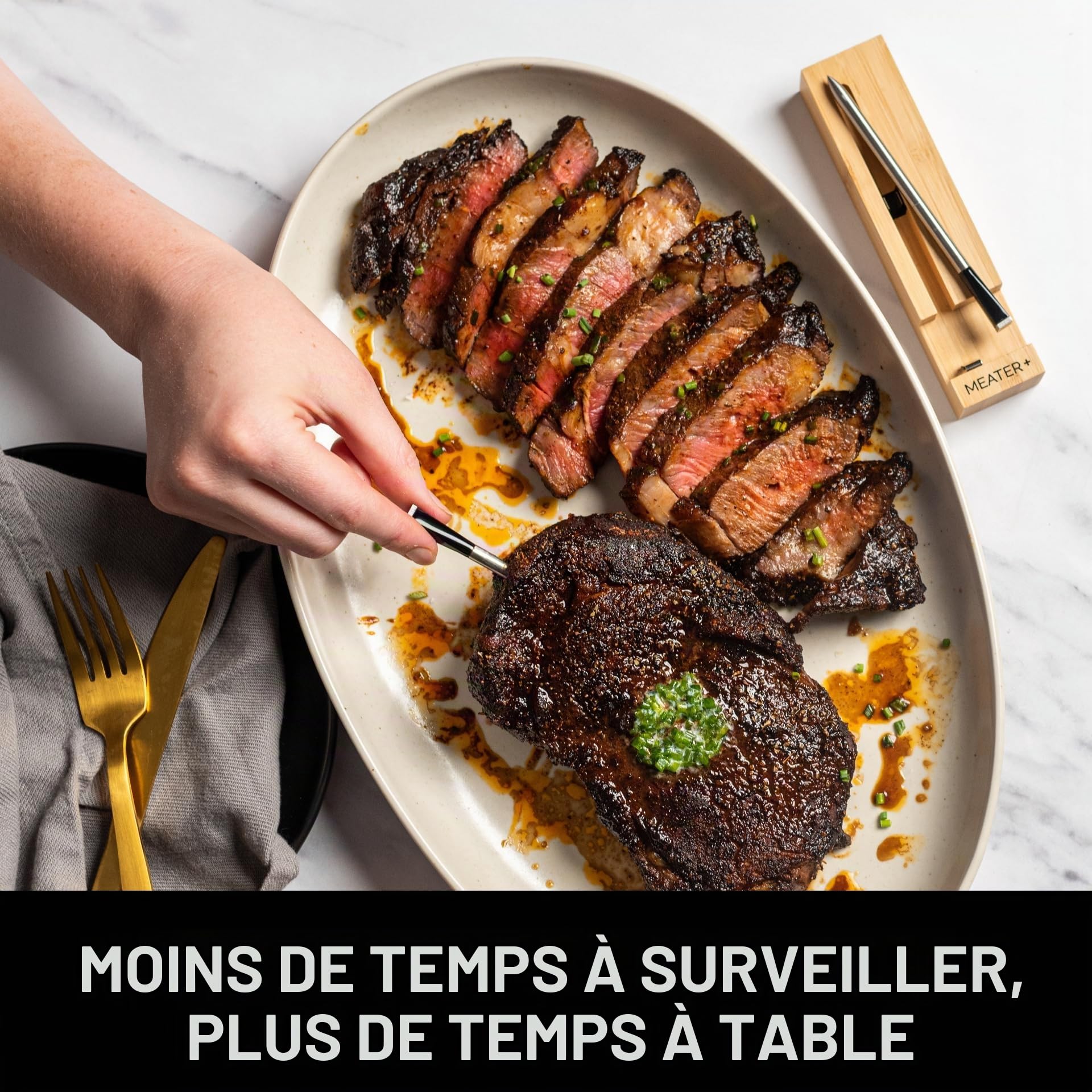 MEATER Plus Thermomètre à Viande Intelligent Sans Fil Bluetooth WiFi Jusqu'à 50m