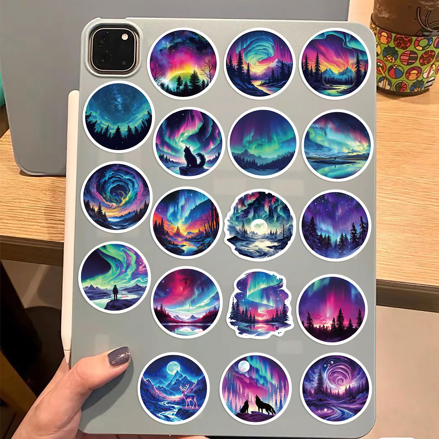 50 Pcs Northern Lights Stickers for Kids Teens Adults Boys Girls Gift,Northern Lights Stickers Pack for Laptop,Skateboard,Luggage,Car,Bike - Image 2