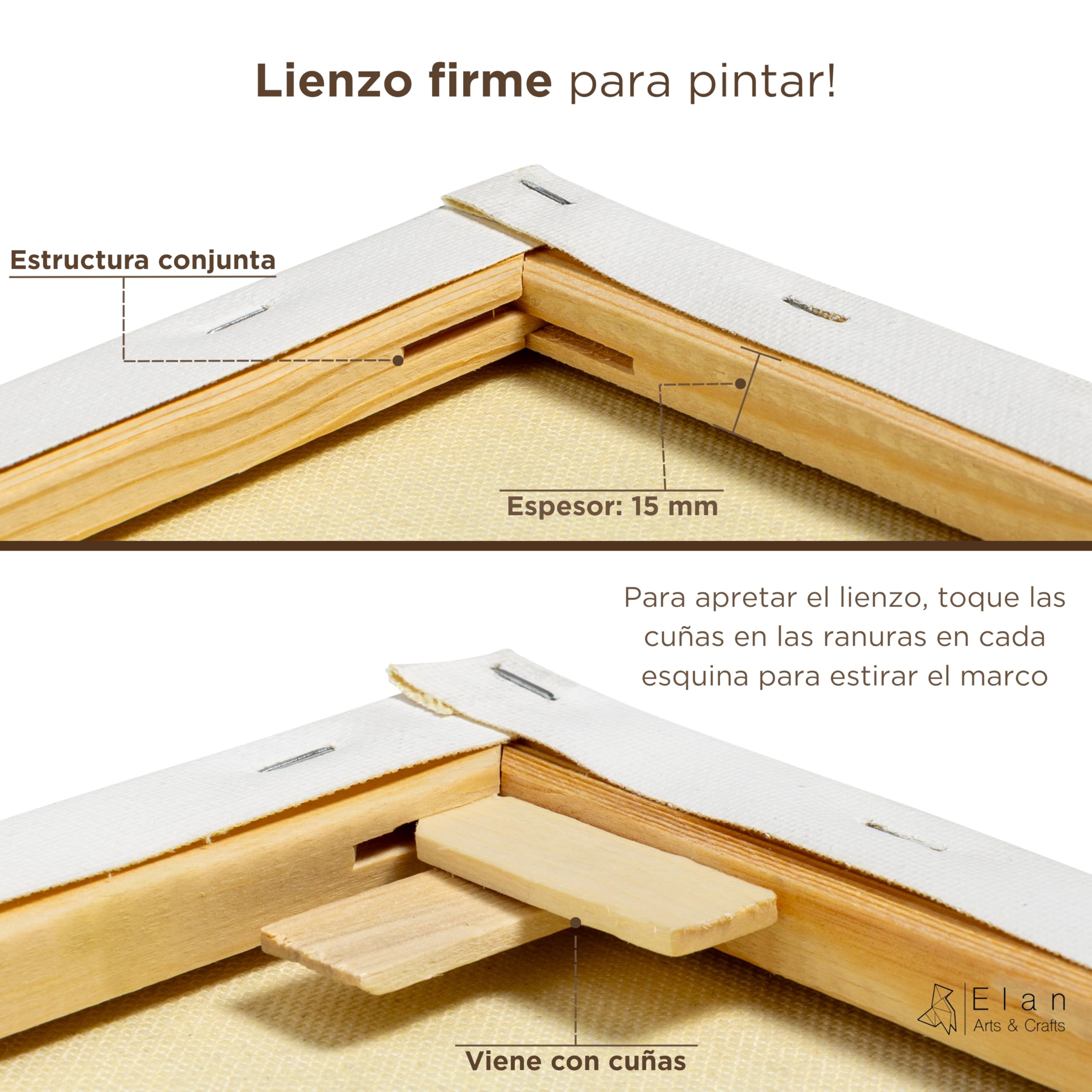 Elan Lienzos Preestirados 60x60 380gr, 4-PACK 100% Algodón Lienzos para Pintar Grandes, Canvas para Pintar, Lienzo 60x60 380 GSM, Large Canvas