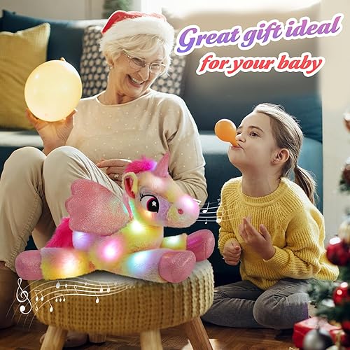 Miniatura 4 de Glow Guards Almohada de peluche suave de unicornio con luz de 18 pulgadas con luces LED nocturnas que brillan en la oscuridad regalo de cumpleaños