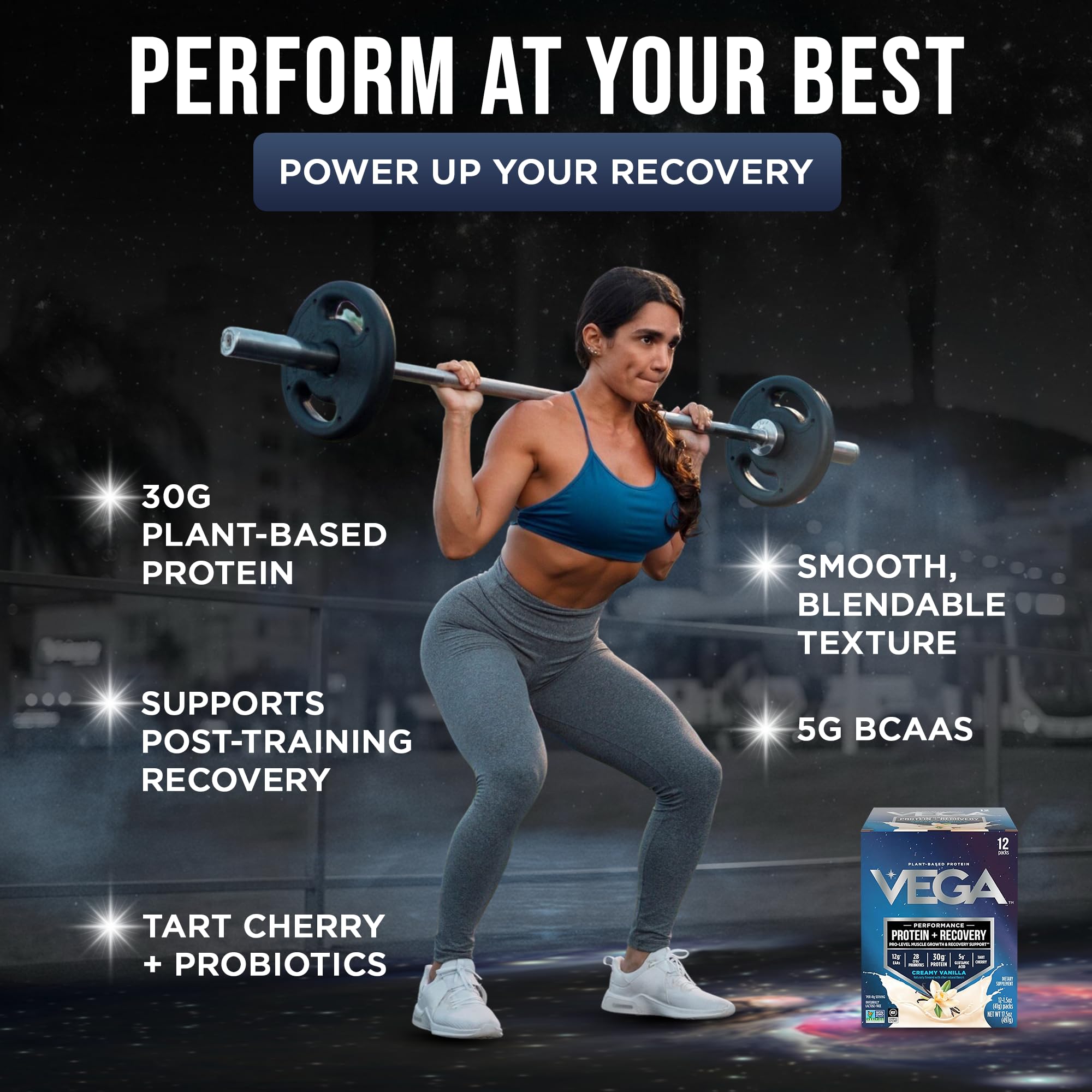 Vega Protein + Recovery, Vanilla – 30g Vegan Protein, Dairy