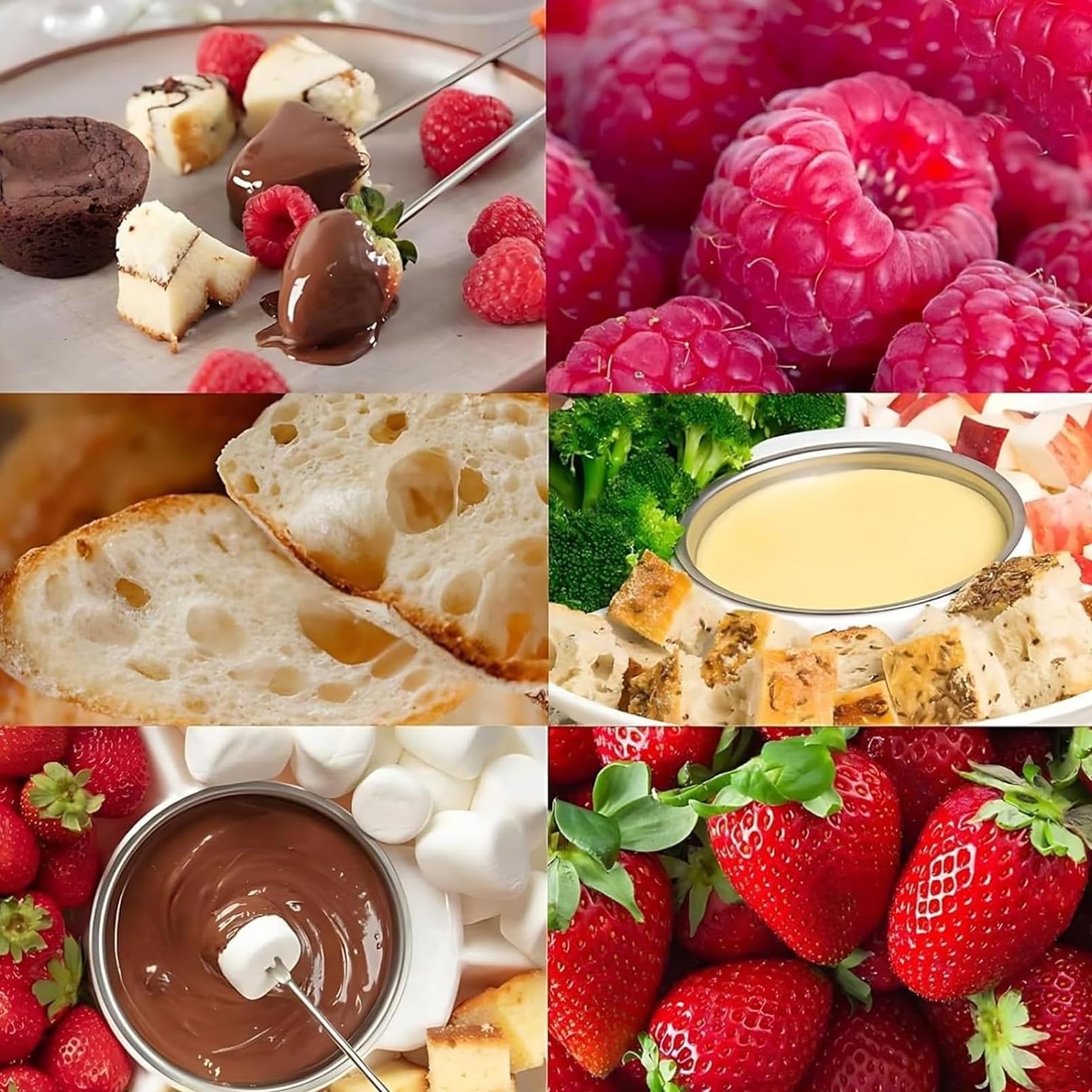 S'mores eléctrico - Juego de olla para fondue de chocolate, temperatura ajustable de 40 a 70 °C, kit de fiesta interior sin llama con 6 tenedores