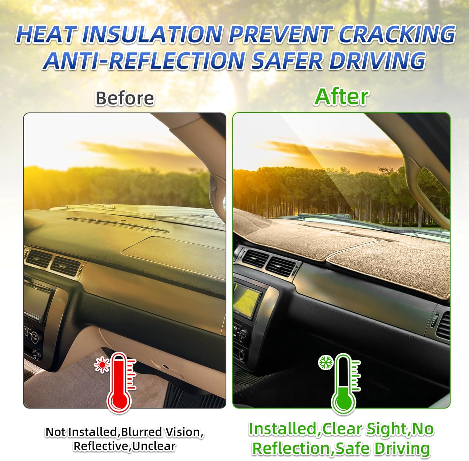 Dashboard Cover Mat Custom Fit for Toyota Tacoma 1998 1999 2000 2001 2002 2003 2004,Dash Cover Dash Mat Pad Carpet Protector(Beige)