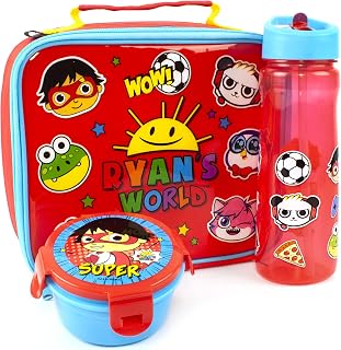 Ryans World Lunch Box 3 Piece Set Bag, Water Bottle & Snack Pot One Size, Red