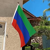 Vista 5 de Bandera de Daguestán banderas de 2 x 3 pies, bandera de doble cara impresa para decoración al aire libre con 2 ojales de latón resistentes a